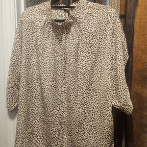 SHEIN Curve Leopard Print Top in Cream and Brown